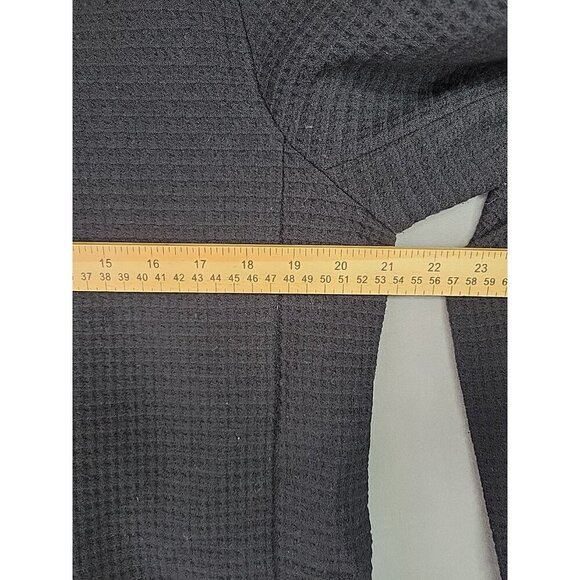 Eileen Fisher Sz Med Black Waffle Knit Tencel Cotton Blend Cardigan Long Pockets - Picture 6 of 13